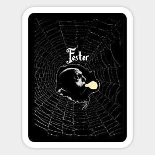 Uncle Fester - Light Bulb With Spider Web Background. Sticker